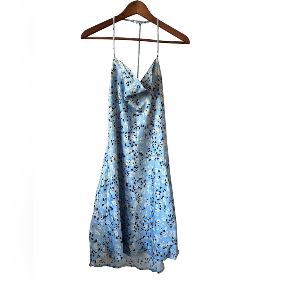 Astr the Label NWT midi Slip Dress Draped Cowl Neckline Blue Flowy Size M